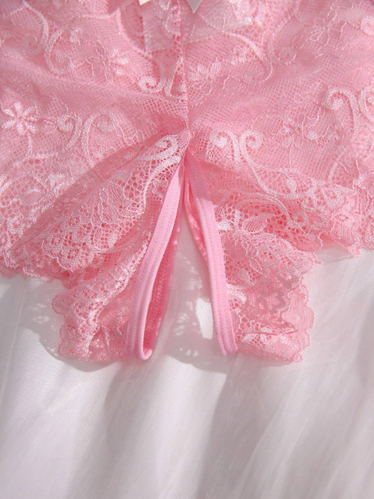 Floral Lace Bow Decor Panty