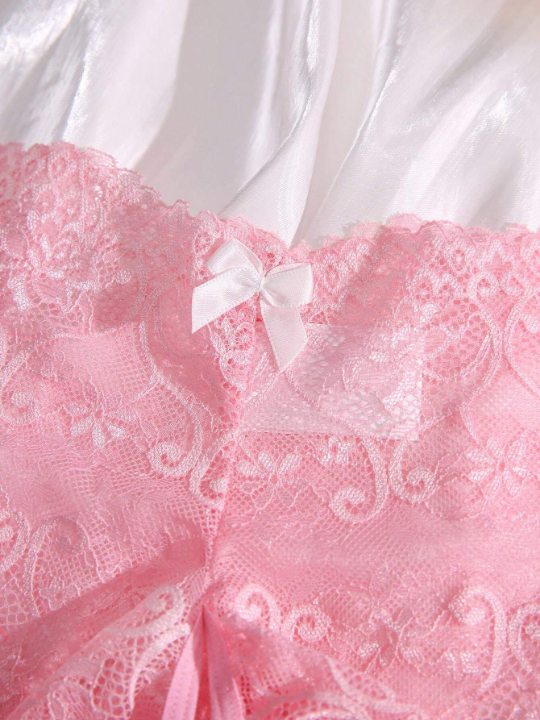 Floral Lace Bow Decor Panty