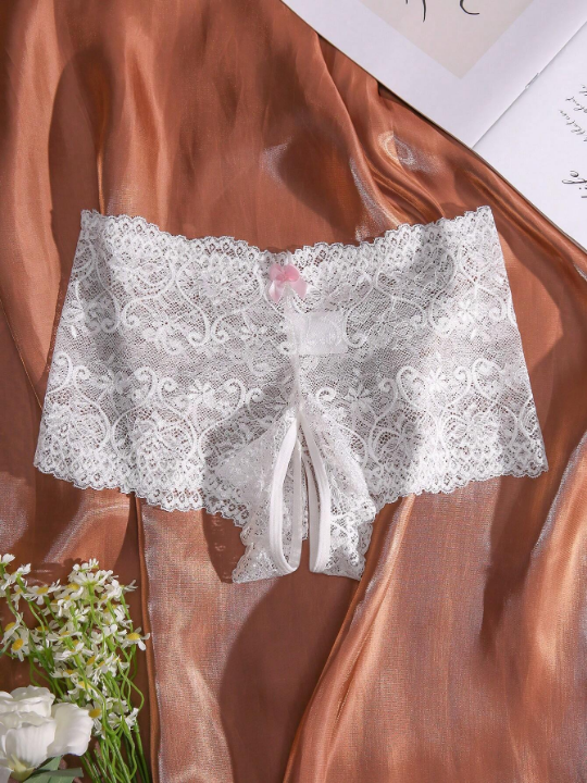 Floral Lace Crotchless Panty