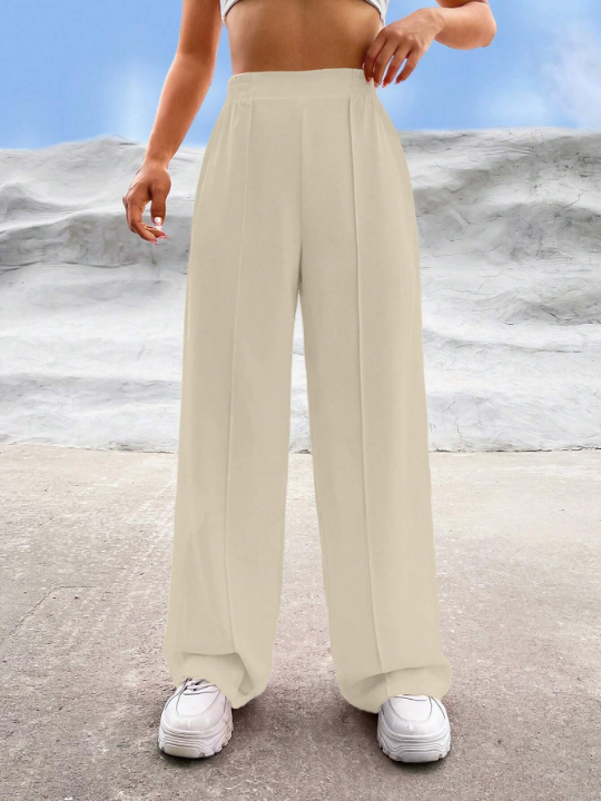 EZwear Spring Dress PantsSolid High Waist Wide Leg Pants