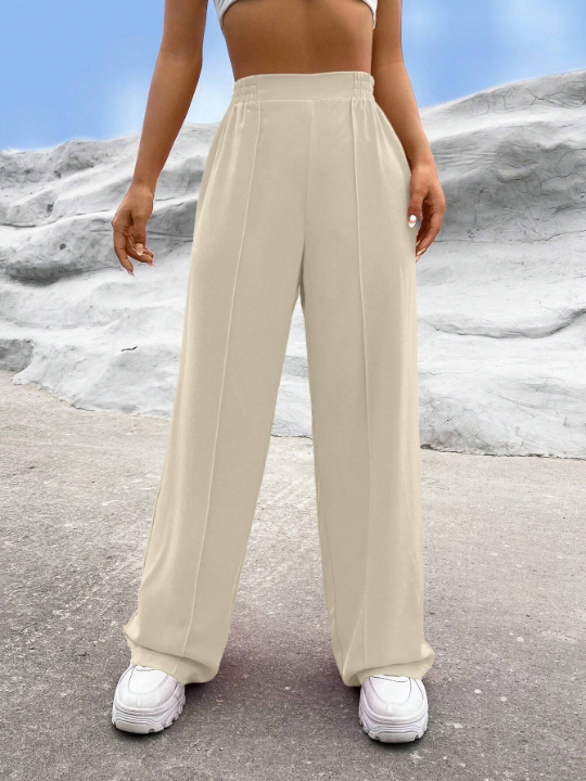 EZwear Spring Dress PantsSolid High Waist Wide Leg Pants