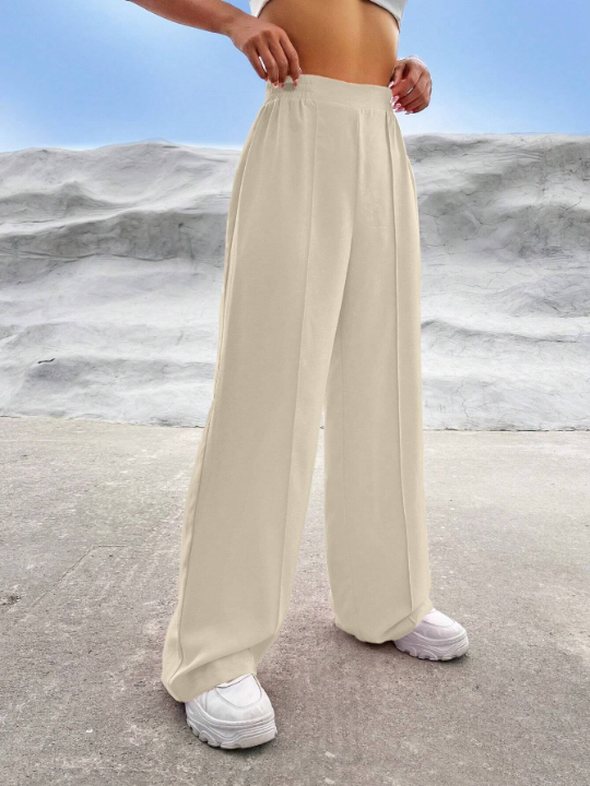 EZwear Spring Dress PantsSolid High Waist Wide Leg Pants