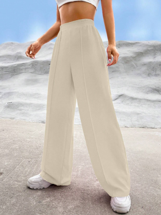 EZwear Spring Dress PantsSolid High Waist Wide Leg Pants