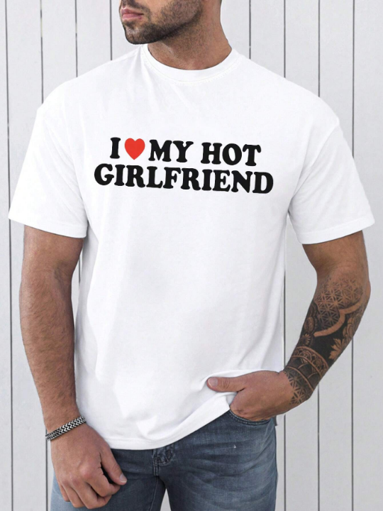 Men Heart & Slogan Graphic Tee