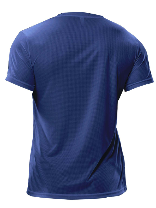Summer Men's Loose Fitness Running Shirt For Gym Basketball Football Training In Blue Short Sleeve Gym Clothes Men Basic T Shirt