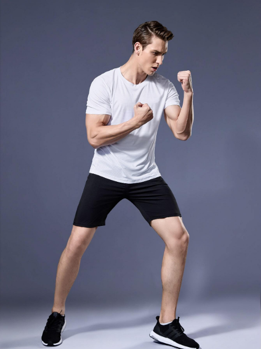 Men's Summer Sportswear, Loose Fitting Short Sleeve Training Tops For Fitness, Basketball, Soccer, Running (White) Gym Clothes Men Basic T Shirt