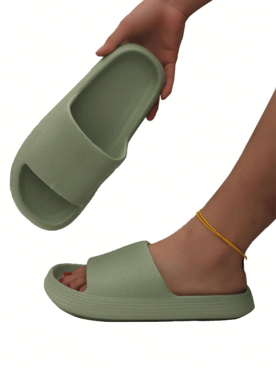 Green Women's Thick-soled, Soft, Lightweight And Stretchy Summer Slippers For Women