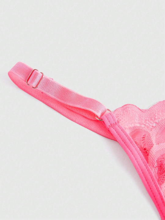 ROMWE Kawaii 3pack Floral Lace Underwire Garter Lingerie Set