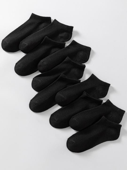 10 Pairs Women's Black Fine Striped Socks