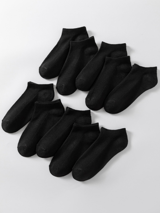 10 Pairs Women's Black Fine Striped Socks