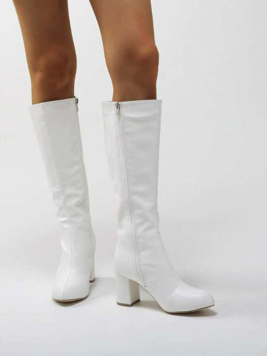 Women's Fashionable & Classic Minimalist Side Zipper Chunky Heel Boots