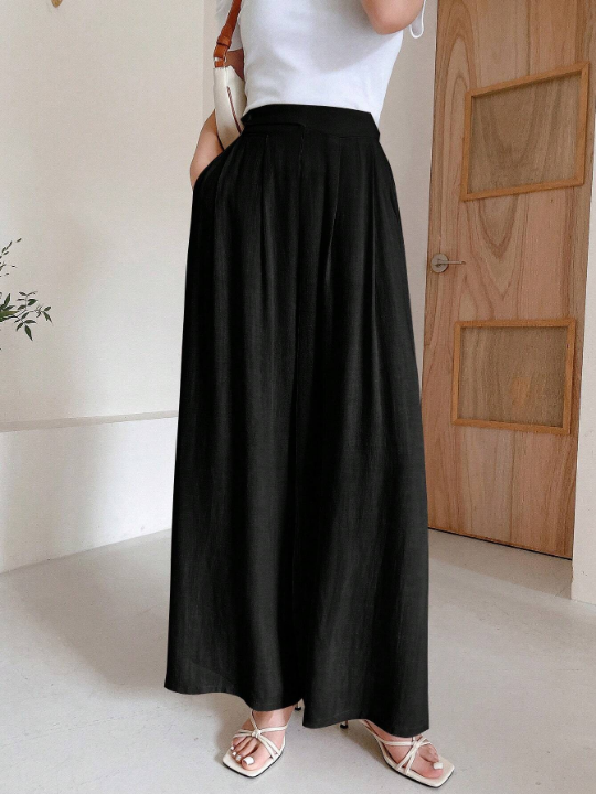 DAZY Solid High Waist Wide Leg Pants