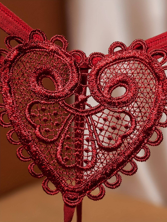 Vintage Pearl & Heart Decor T-back Panties For Women, Sexy Low Rise G-string With Beaded Detail