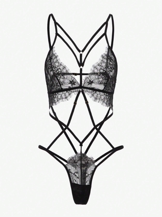 Classic Sexy Floral Lace Cut-out Teddy Bodysuit