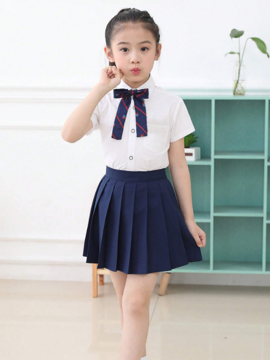 Tween Girl Solid Pleated Skirt