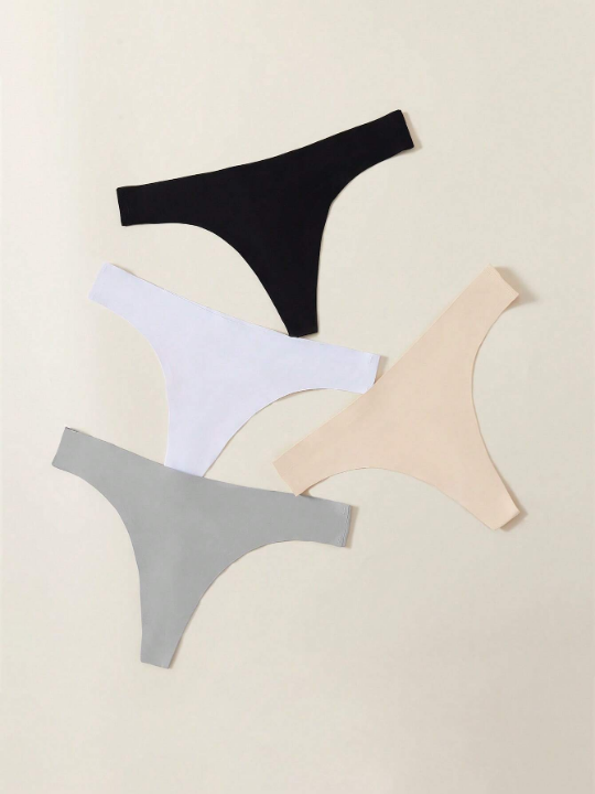 4pcs Solid Sports Brief