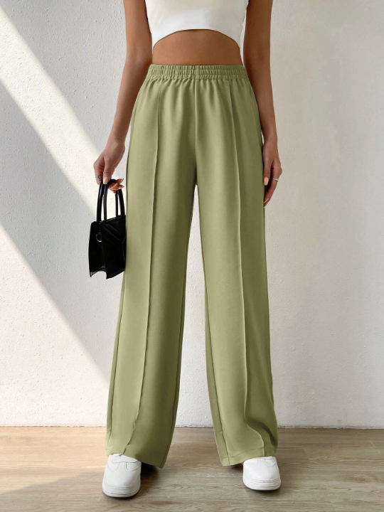 EZwear Solid Elastic Waist Pants