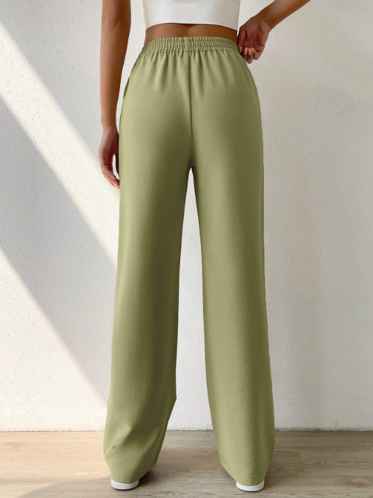 EZwear Solid Elastic Waist Pants