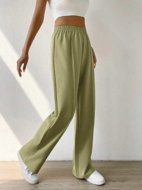 EZwear Solid Elastic Waist Pants