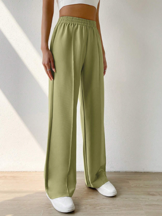 EZwear Solid Elastic Waist Pants