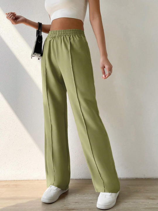 EZwear Solid Elastic Waist Pants