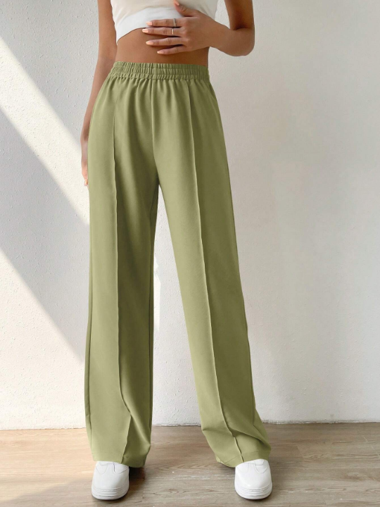 EZwear Solid Elastic Waist Pants