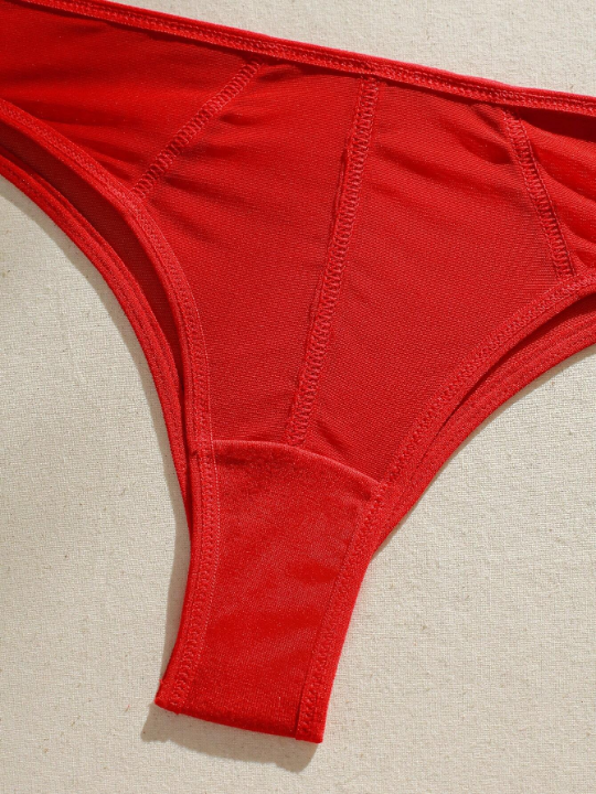 Solid Sheer Mesh Lingerie Set