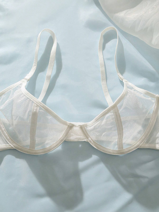 Solid Sheer Mesh Lingerie Set