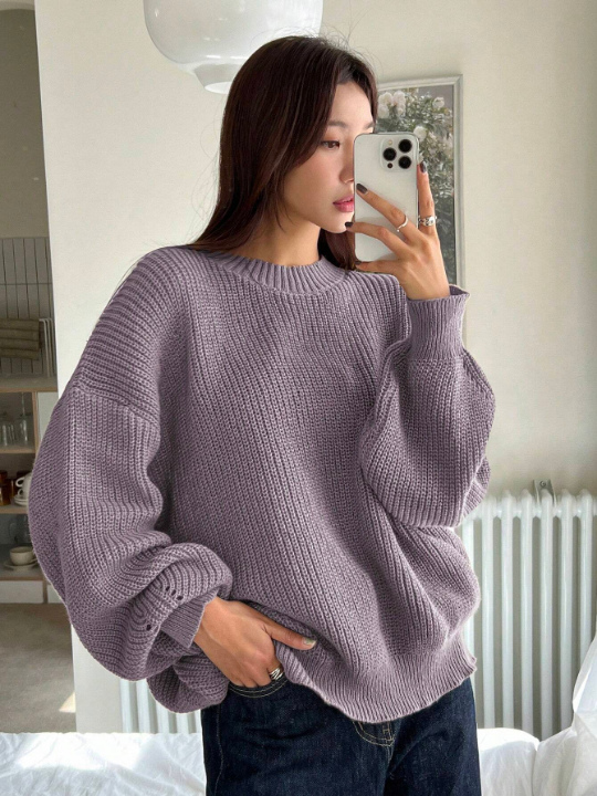 DAZY Solid Drop Shoulder Sweater