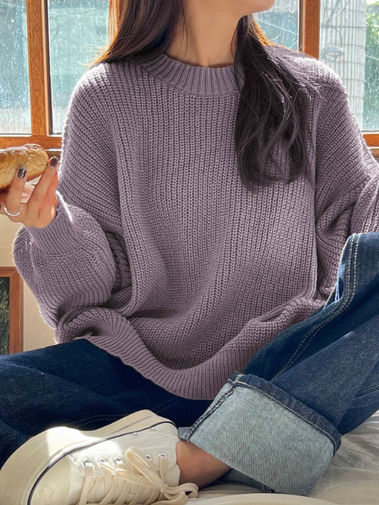 DAZY Solid Drop Shoulder Sweater