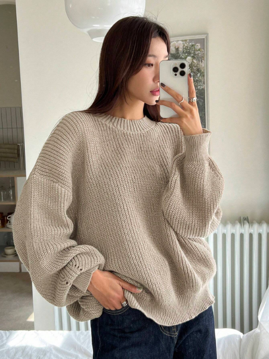 DAZY Solid Drop Shoulder Sweater