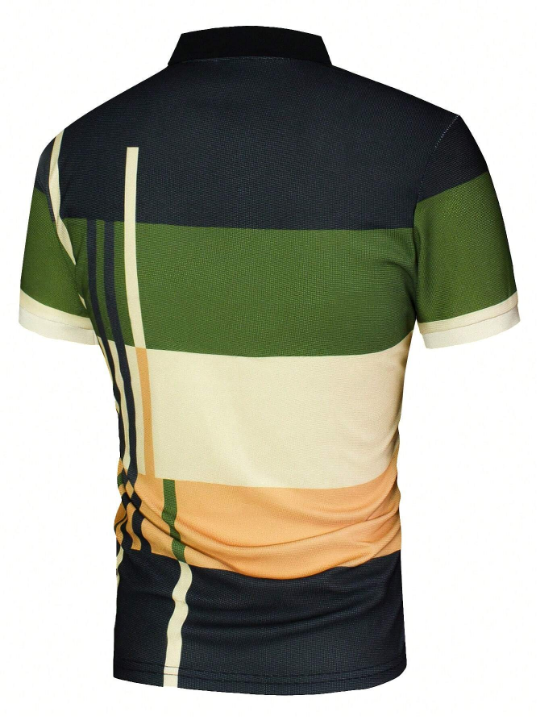 Manfinity Homme Men Striped Print Polo Shirt