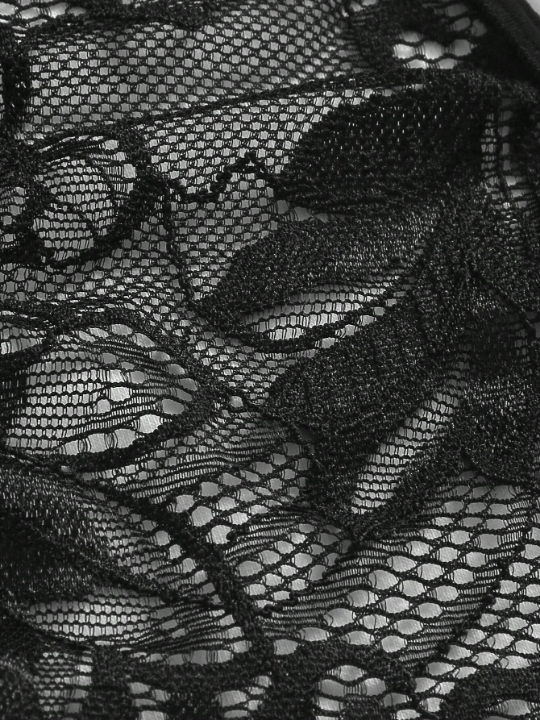 4pack Floral Lace Cut Out Garter Underwire Thong Lingerie Set