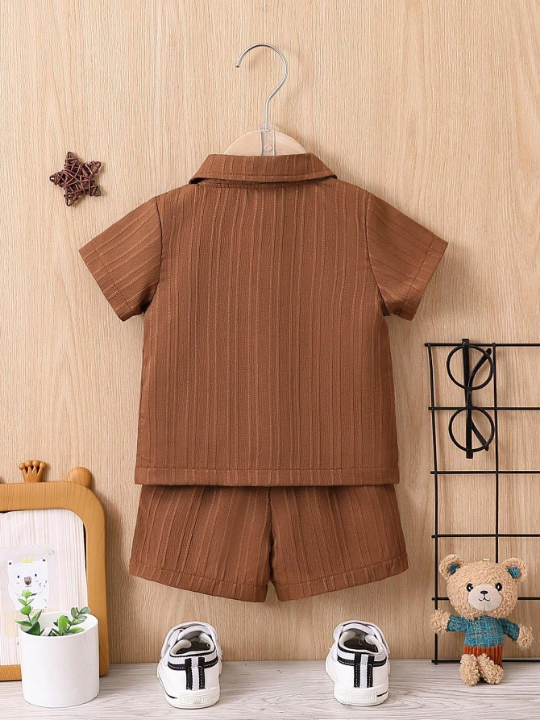 Baby Boy Solid Button Front Shirt & Shorts