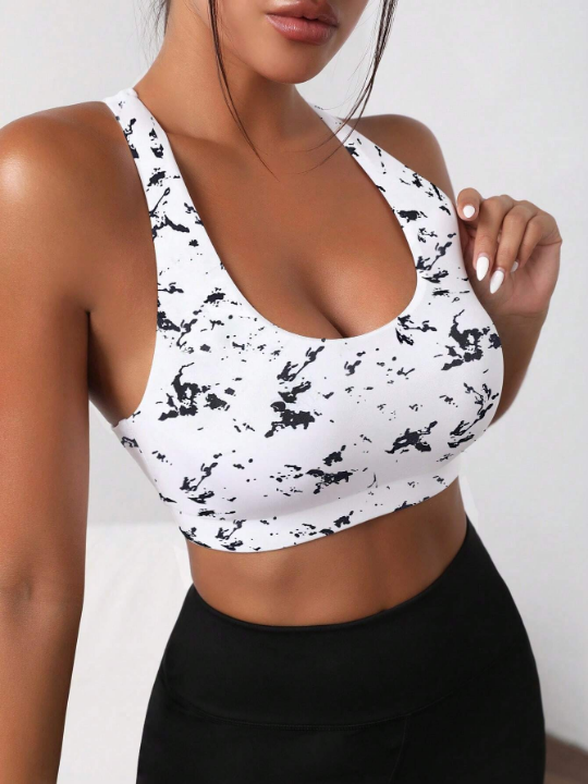 Tie Dye Cut Out Backless Sports Bra