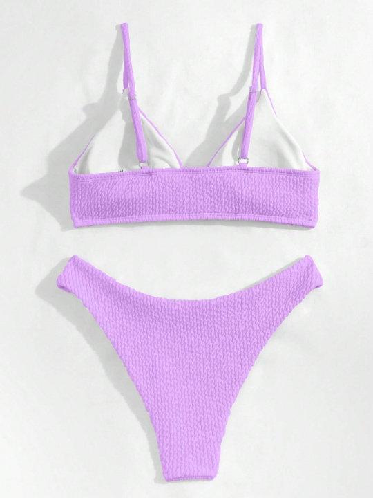 Swim Basics Plain High Cut Bikini Swimsuit