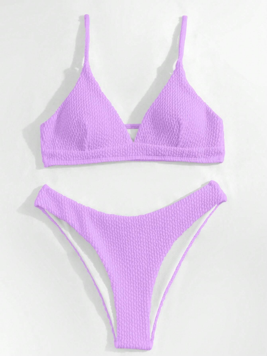 Swim Basics Plain High Cut Bikini Swimsuit