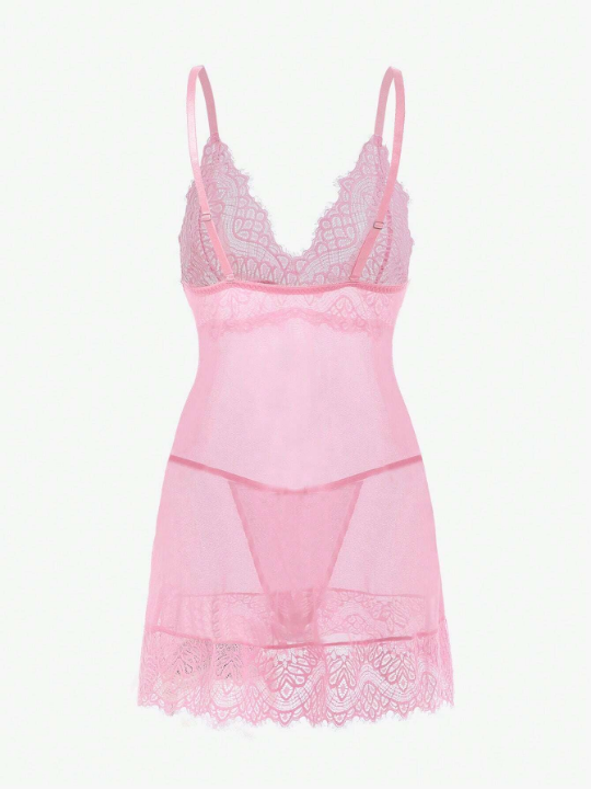 Lace Panel Bow Front Slips & Thong