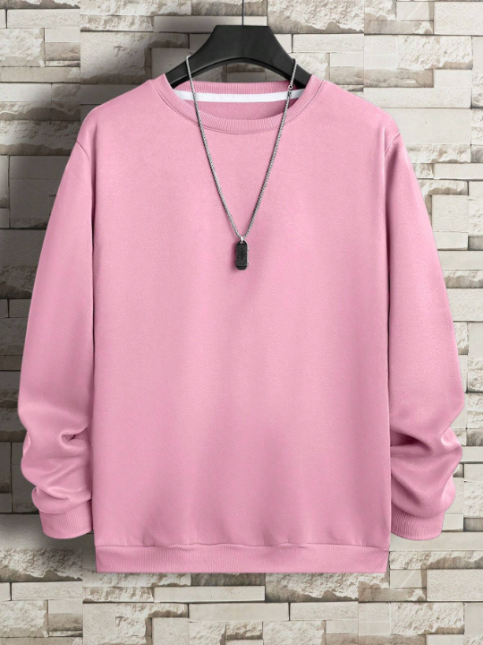 Men Solid Round Neck Thermal Lined Sweatshirt Without Necklace