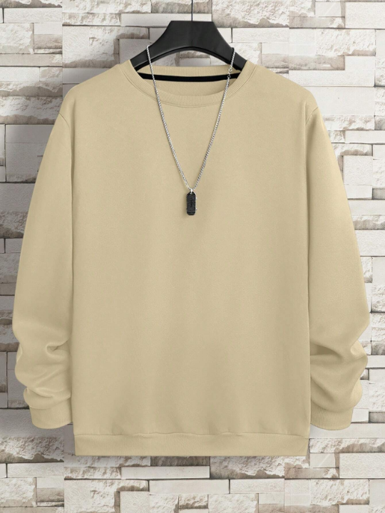 Men Solid Round Neck Sweatshirt Without Necklace