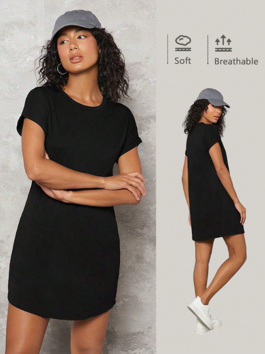 BASICS Cuffed Batwing Sleeve Tee Dress