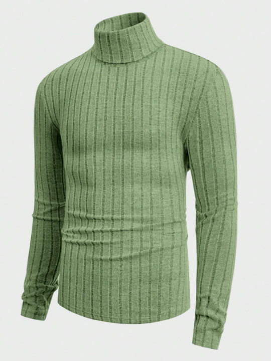 Manfinity Homme Men High Neck Ribbed Knit Tee