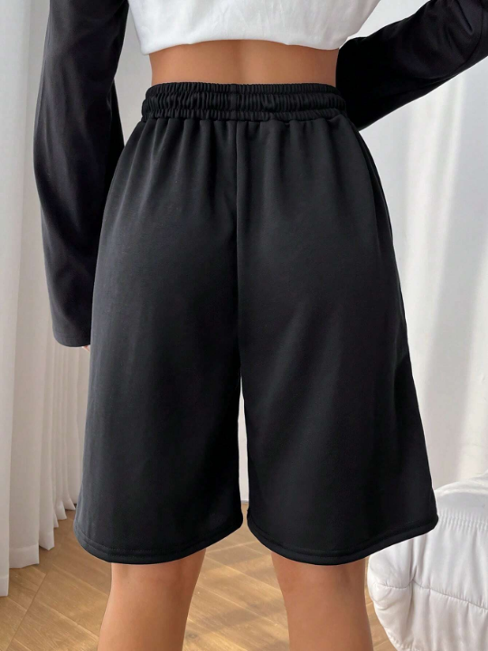 EZwear Drawstring Waist Slant Pocket Shorts