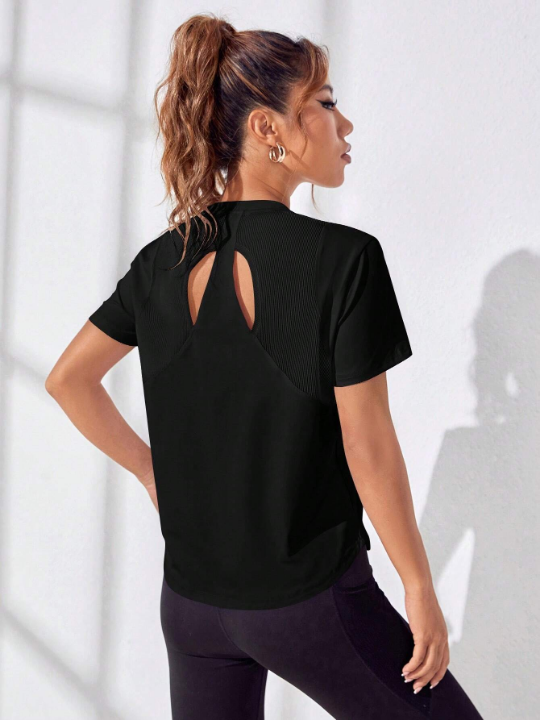 Running Cut Out Back Solid Sports Tee