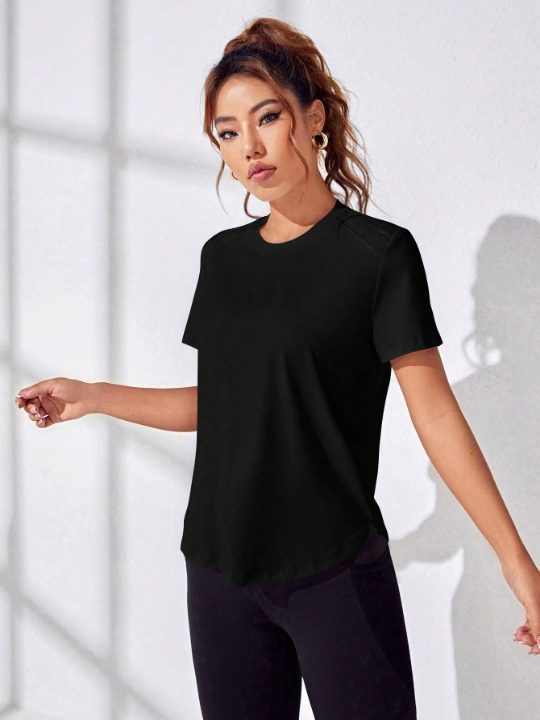 Running Cut Out Back Solid Sports Tee