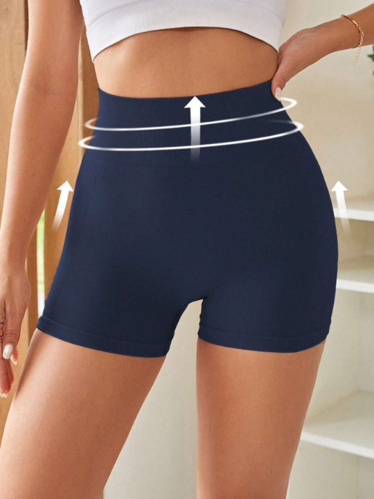 Yoga Basic Seamless High Stretch Wide Waistband Sports Shorts