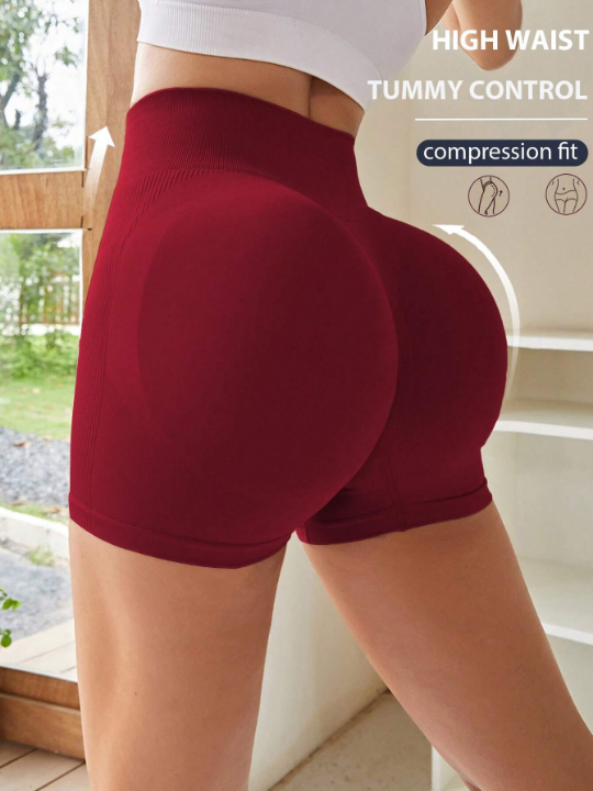 Yoga Basic Seamless High Stretch Wide Waistband Sports Shorts