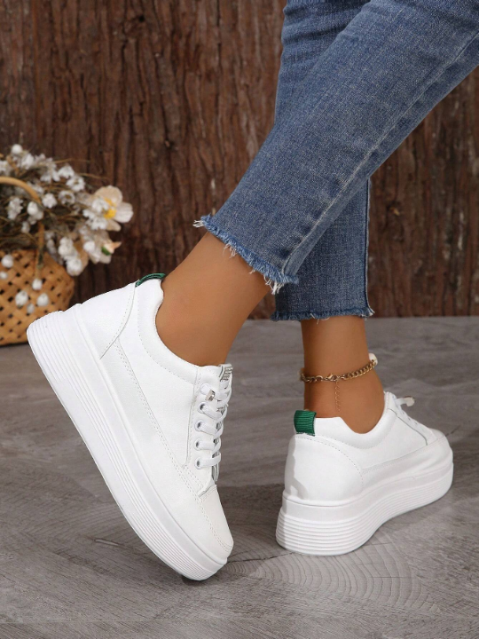 Women's Casual Outdoor Wedge Heel Thick Platform Athletic Shoes With Laces