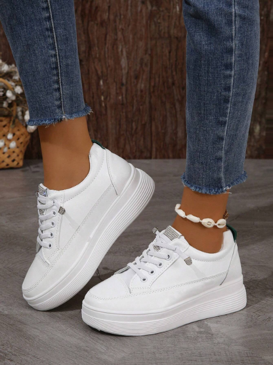 Women's Casual Outdoor Wedge Heel Thick Platform Athletic Shoes With Laces