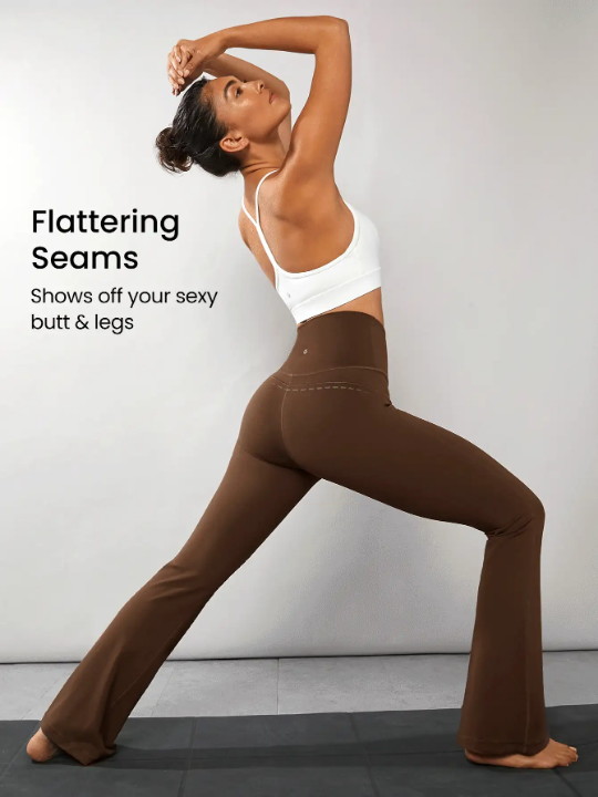 GLOWMODE 31" FeatherFit Ultra-High-Waisted Curved Seam Flared Leggings